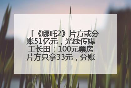 《哪吒2》片方或分账51亿元，光线传媒王长田：100元票房片方只拿33元，分账方式不合理
