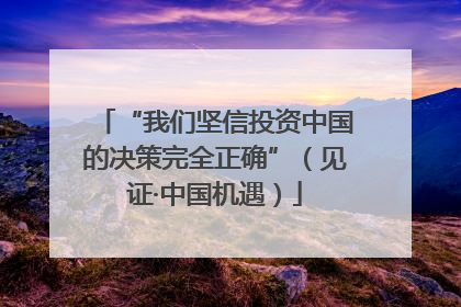 “我们坚信投资中国的决策完全正确”（见证·中国机遇）
