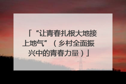 “让青春扎根大地接上地气”（乡村全面振兴中的青春力量）
