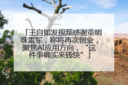 王自如发视频感谢董明珠雷军，称将再次创业，聚焦AI应用方向，“这件事确实来钱快”