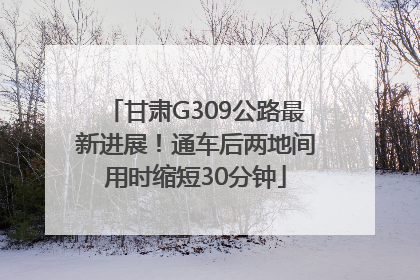 甘肃G309公路最新进展！通车后两地间用时缩短30分钟