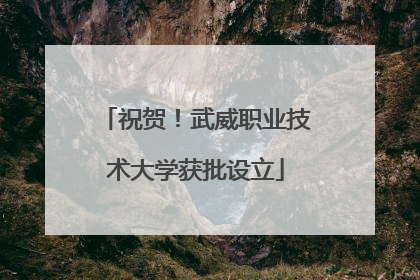 祝贺！武威职业技术大学获批设立