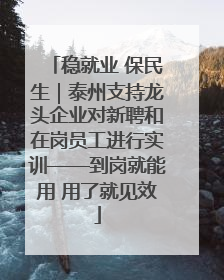 稳就业 保民生｜泰州支持龙头企业对新聘和在岗员工进行实训——到岗就能用 用了就见效