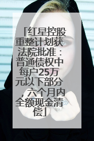 红星控股重整计划获法院批准：普通债权中每户25万元以下部分，六个月内全额现金清偿