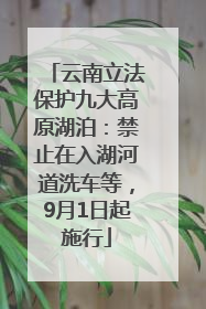云南立法保护九大高原湖泊：禁止在入湖河道洗车等，9月1日起施行