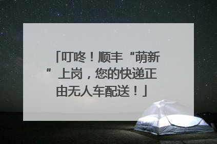 叮咚！顺丰“萌新”上岗，您的快递正由无人车配送！