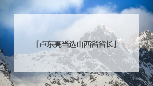 卢东亮当选山西省省长