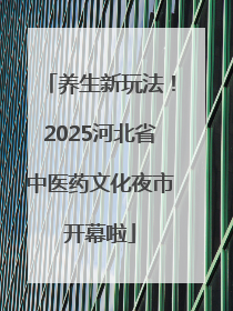 养生新玩法！2025河北省中医药文化夜市开幕啦