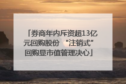 券商年内斥资超13亿元回购股份 “注销式”回购显市值管理决心