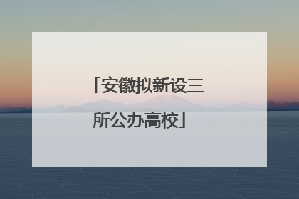 安徽拟新设三所公办高校