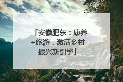 安徽肥东：康养+旅游，激活乡村振兴新引擎