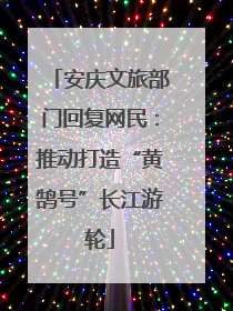 安庆文旅部门回复网民：推动打造“黄鹄号”长江游轮