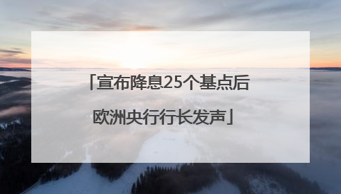宣布降息25个基点后 欧洲央行行长发声