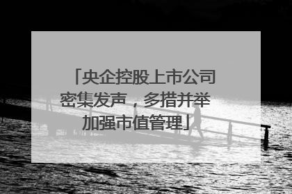 央企控股上市公司密集发声，多措并举加强市值管理