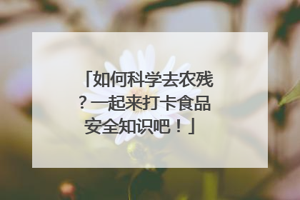 如何科学去农残？一起来打卡食品安全知识吧！