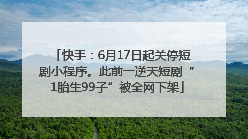 快手：6月17日起关停短剧小程序。此前一逆天短剧“1胎生99子”被全网下架