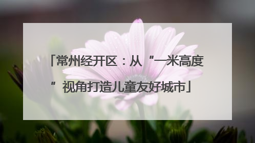 常州经开区：从“一米高度”视角打造儿童友好城市