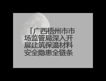 广西梧州市市场监管局深入开展建筑保温材料安全隐患全链条整治行动