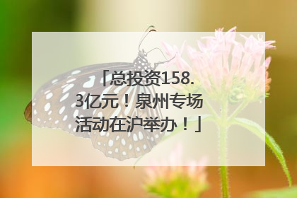 总投资158.3亿元！泉州专场活动在沪举办！