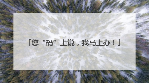 您“码”上说，我马上办！