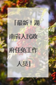 最新！湖南省人民政府任免工作人员
