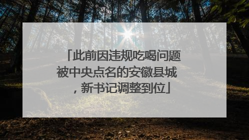 此前因违规吃喝问题被中央点名的安徽县城，新书记调整到位