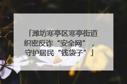 潍坊寒亭区寒亭街道织密反诈“安全网”，守护居民“钱袋子”