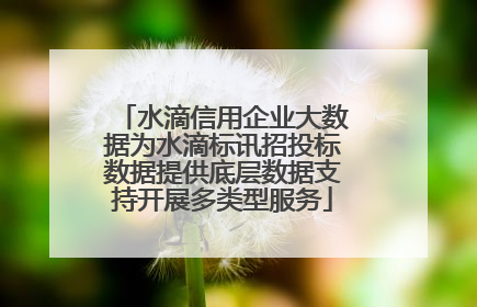 水滴信用企业大数据为水滴标讯招投标数据提供底层数据支持开展多类型服务