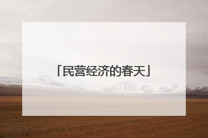 民营经济的春天