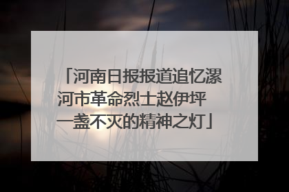 河南日报报道追忆漯河市革命烈士赵伊坪 一盏不灭的精神之灯