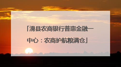 滑县农商银行普惠金融一中心：农商护航粮满仓