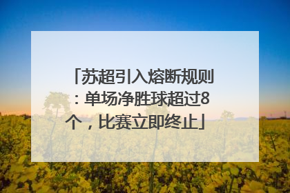 苏超引入熔断规则：单场净胜球超过8个，比赛立即终止