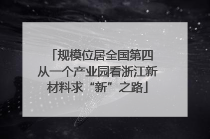 规模位居全国第四 从一个产业园看浙江新材料求“新”之路