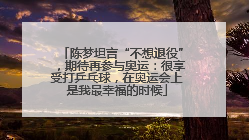 陈梦坦言“不想退役”，期待再参与奥运：很享受打乒乓球，在奥运会上是我最幸福的时候