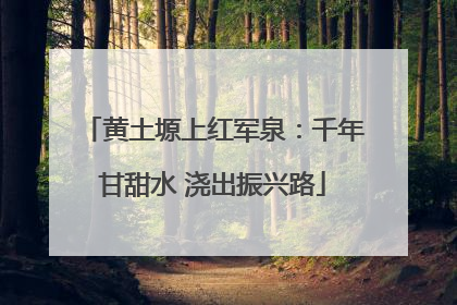 黄土塬上红军泉：千年甘甜水 浇出振兴路