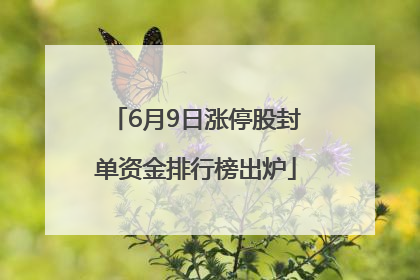 6月9日涨停股封单资金排行榜出炉