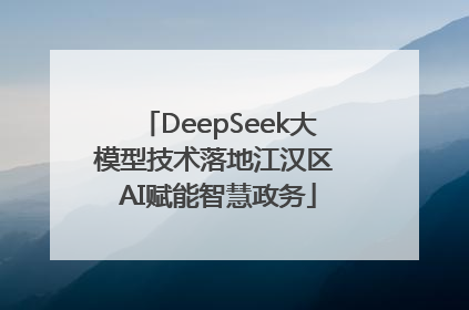 DeepSeek大模型技术落地江汉区 AI赋能智慧政务